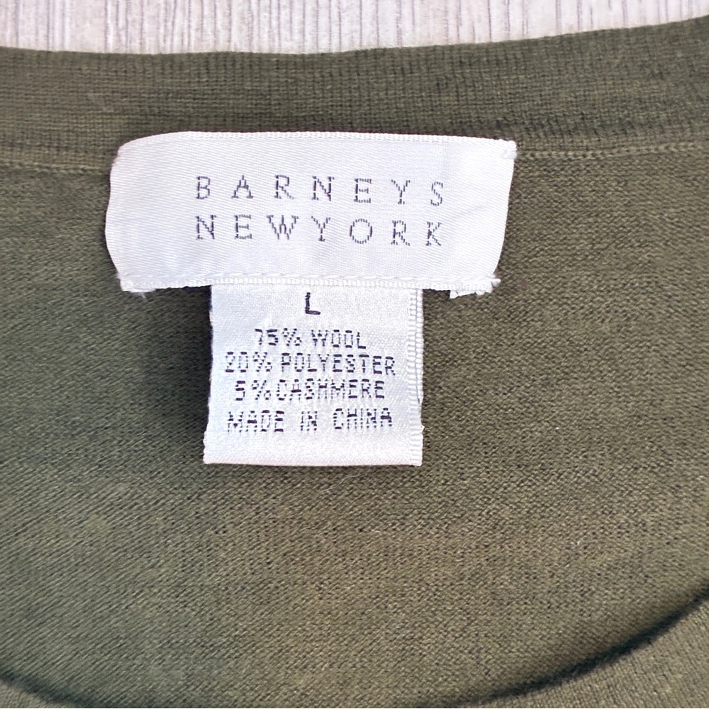 Barneys New York Olive Green Wool Cashmere Blend Cardigan Large - Picture 5 of 9